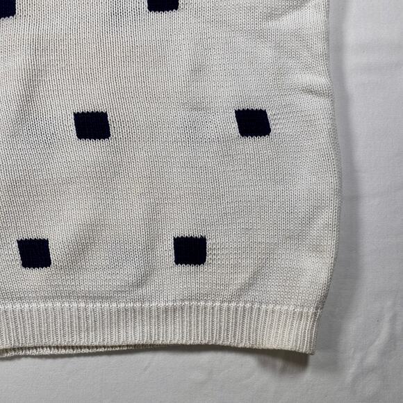 Vintage 1990s Brooks Brothers Knit Sweater Navy Blue Squares Short Sleeve AS IS - Picture 6 of 16